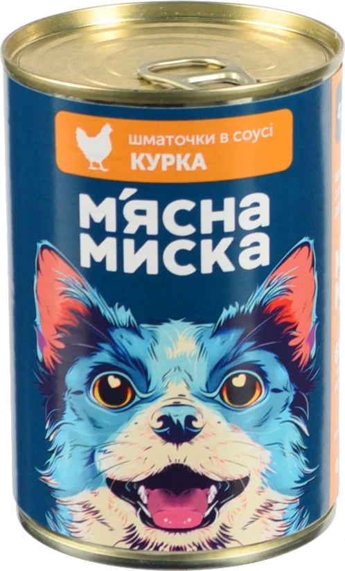 М'ясна Миска Консервований корм для собак - Курка в соусі (415г)