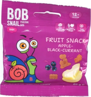 Снек фруктово-ягідний для дітей від 12міс Apple-black-currant Baby Bob Snail м/у 20г