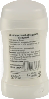 Антиперспірант-олівець Invisible Dry Dove 40мл