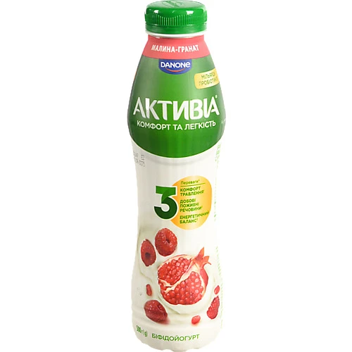 Біфідойогурт Активіа 500г 1.2 малина гранат пет