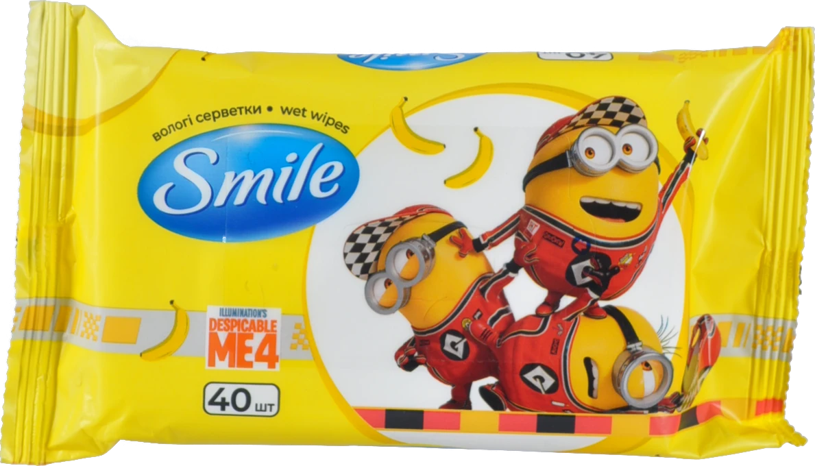 Серветки вологi Smile 40шт лицензійні герої мін