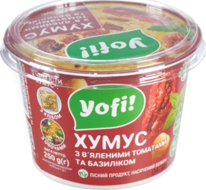 Хумус з в'яленими томатами та базиліком Yofi! ст 250г