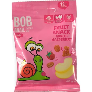 Снек фруктовий для дітей від 12міс Apple-raspberry Baby Bob Snail м/у 40г