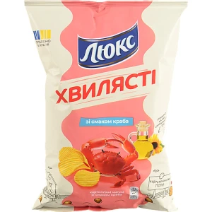 Чіпси картопляні зі смаком краба Хвилясті Люкс 125г