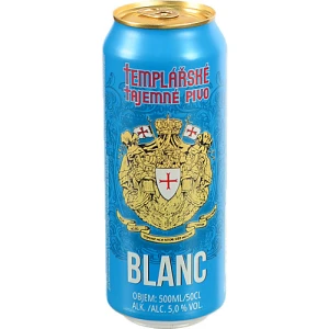 Пиво пшеничне світле нефільтроване пастеризоване «Templarske Tajemne Pivo Blanc», 5,0%, 0,5 л, б.м.