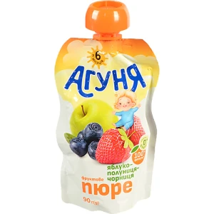 Пюре Агуня 90г яблуко полуниця чорниця