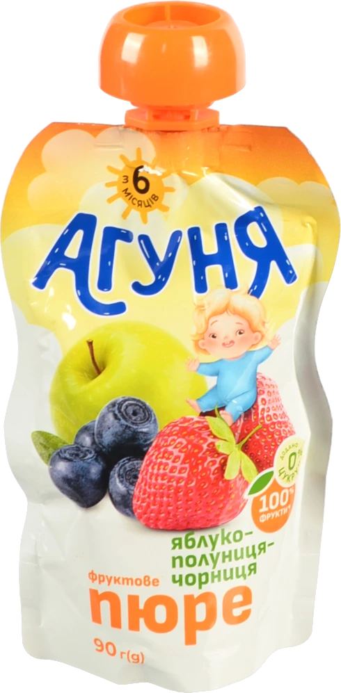 Пюре Агуня 90г яблуко полуниця чорниця