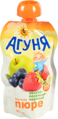 Пюре Агуня 90г яблуко полуниця чорниця