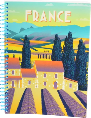 Блокнот. А5. 80 арк.. спіраль. пластік.обарк.. клітина. Travelling: FRANCE