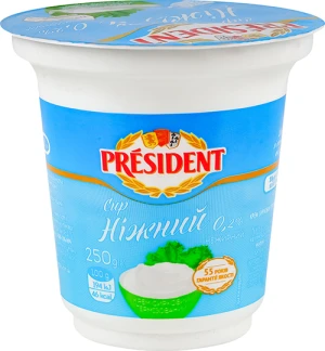 Крем сирковий Президент 250г сир ніжний нежирний термізований ст.