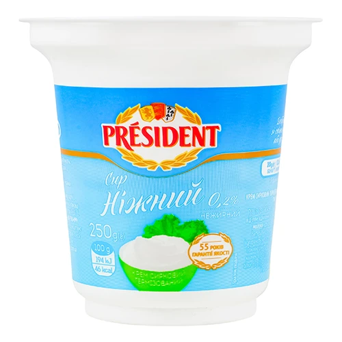 Крем сирковий Президент 250г сир ніжний нежирний термізований ст.
