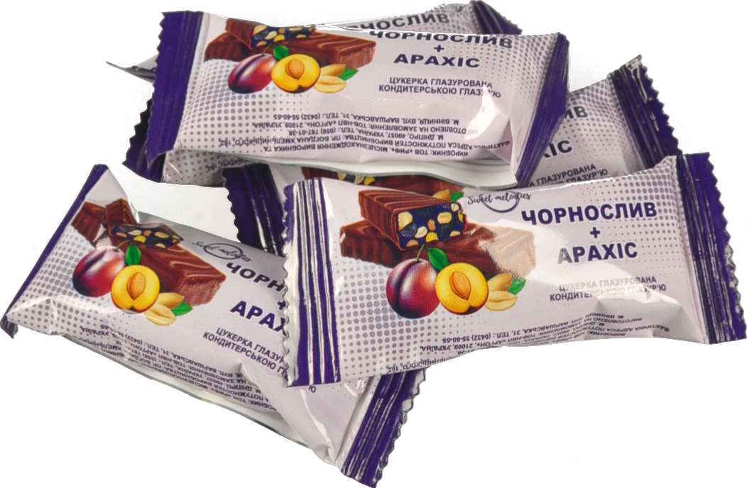 Цукерки Sweet Melodies чорнослив арахіс глазур