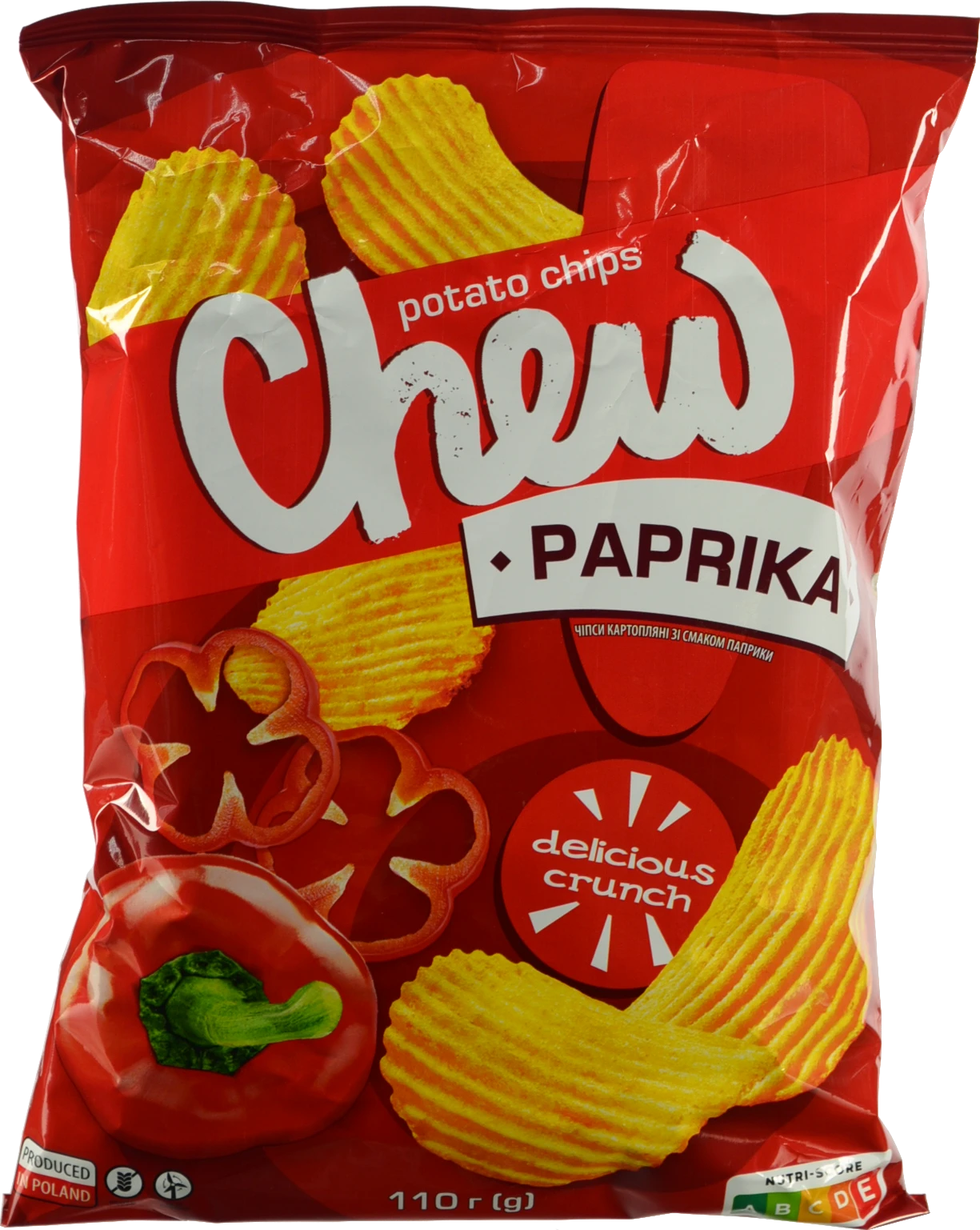 Чіпси CHEW 110 г зі смаком паприки хвиляст