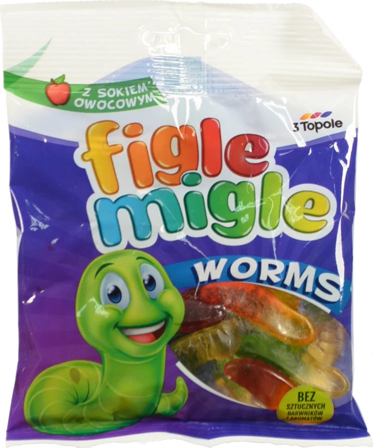 Желейні цукерки  3 Тополя 80г дощові черв'ячки