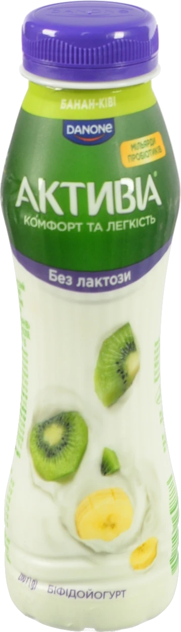 Біфідойогурт Активіа 260г 0.8% банан-ківі безлактозний пет