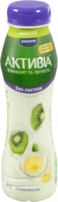 Біфідойогурт Активіа 260г 0.8% банан-ківі безлактозний пет
