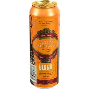 Пиво пшеничне світле нефільтроване пастеризоване Ель «Volfas Engelman BLOND (belgian style wheat ale)», 4,5%, 0,568 л, б.м.