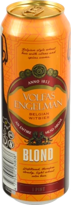 Пиво пшеничне світле нефільтроване пастеризоване Ель «Volfas Engelman BLOND (belgian style wheat ale)», 4,5%, 0,568 л, б.м.
