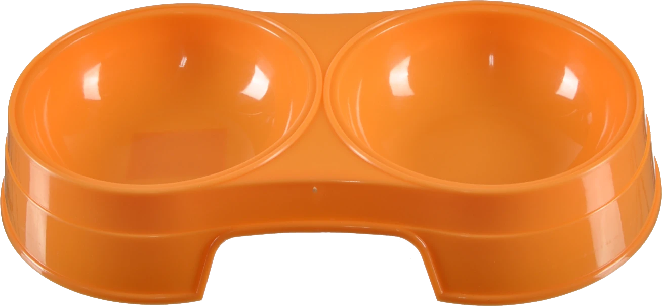 Миска подвійна для корму та води пластикова 25*14.5*4.8