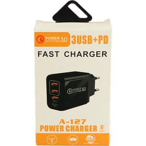 Багатопортовий зарядний пристрій з швидкою зарядкою 10W 2000mA, чорний