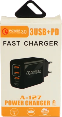 Багатопортовий зарядний пристрій з швидкою зарядкою 10W 2000mA, чорний