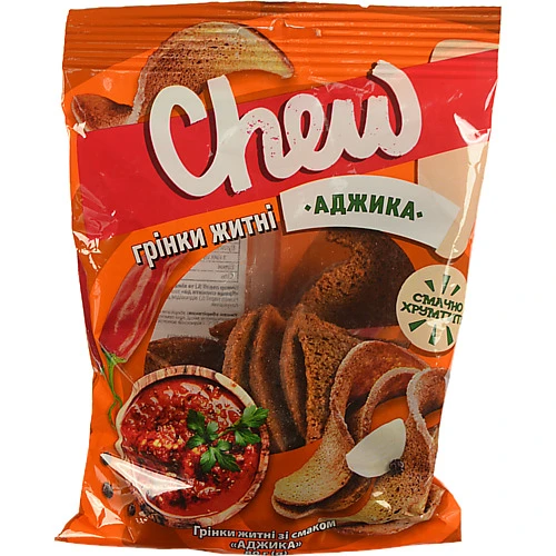 Грінки Chew 80г житні з аджикою