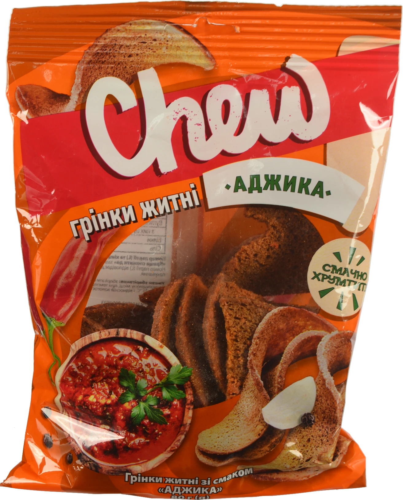 Грінки Chew 80г житні з аджикою