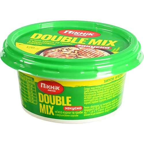 Закуска бутербродна Пікнік Меню Double Mix м’ясо курки та гриби у вершковому соусі 120 г