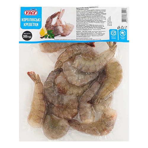 Креветки Vici 300г королівські в панцирі с.м б.голови 16.20 в.у