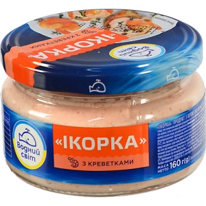Продукт з ікрою океанічної риби та креветками пастеризований Ікорка Водний світ с/б 160г