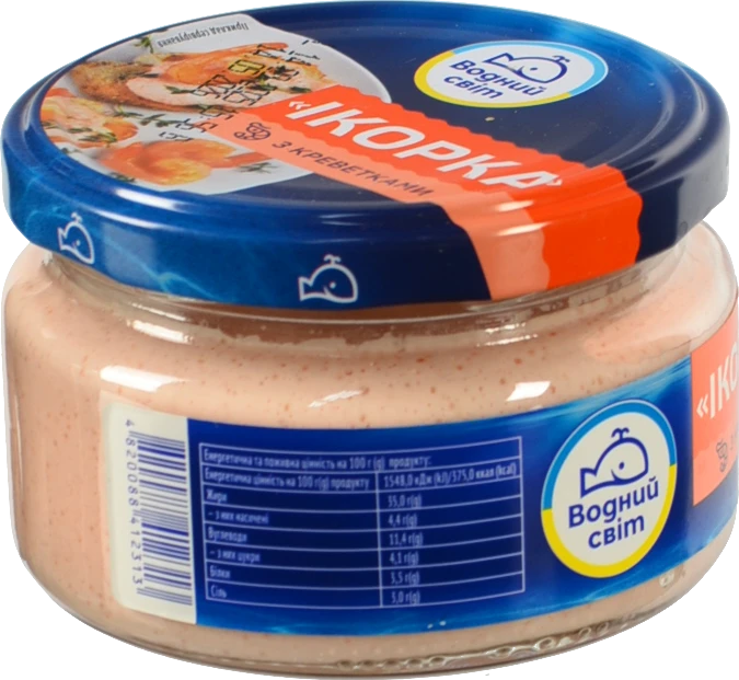 Продукт з ікрою океанічної риби та креветками пастеризований Ікорка Водний світ с/б 160г