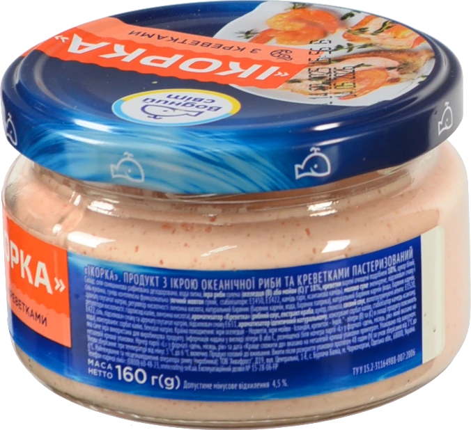 Продукт з ікрою океанічної риби та креветками пастеризований Ікорка Водний світ с/б 160г