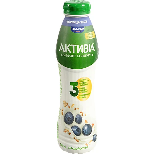 Біфідойогурт Активіа 500г 1.2 чорниця злаки пет
