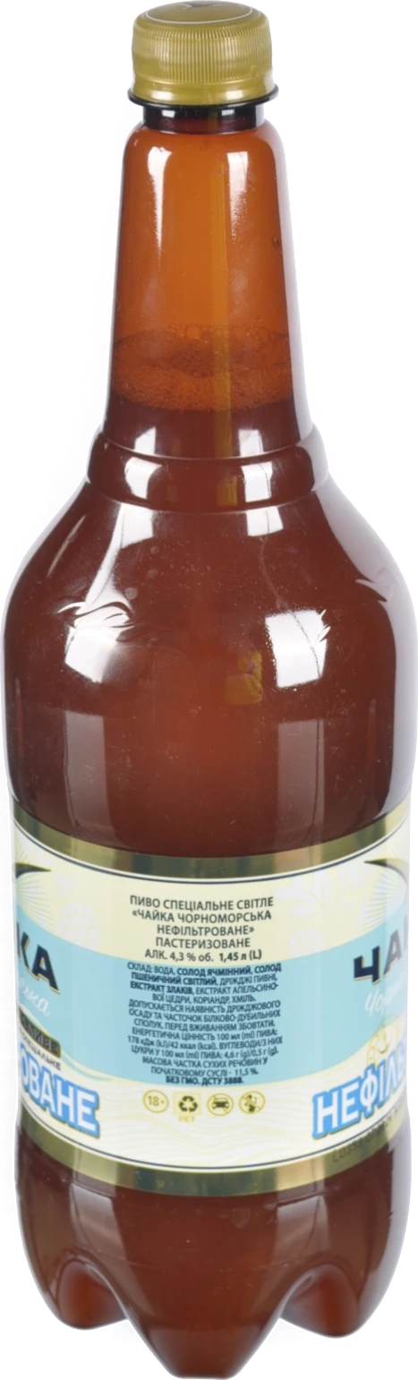 Пиво Чайка Чорноморська Особливе світле нефільтроване пастеризоване 1.45л