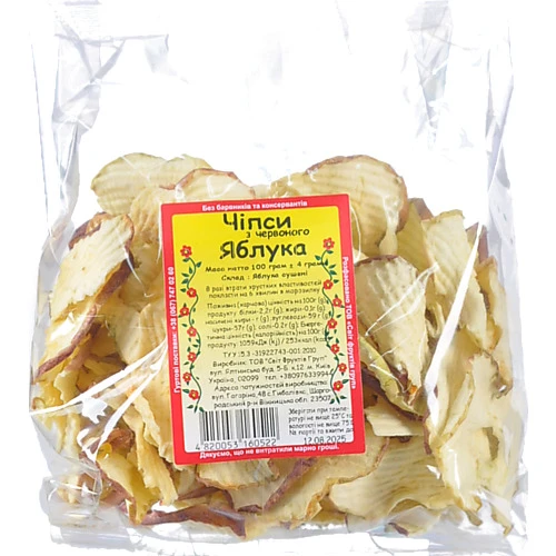 Чіпси з червоного яблука Світ Фруктів Груп 100г