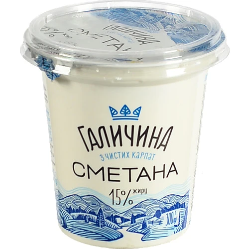Сметана Галичина 300г 15% ст.