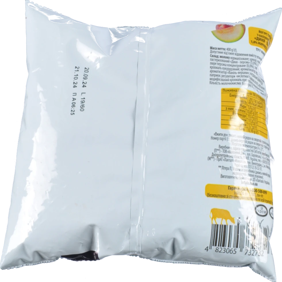 Йогурт 1% питний Диня-персик Фанні м/у 400г