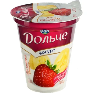 Йогурт Дольче 280г 3.2% полуниця банан