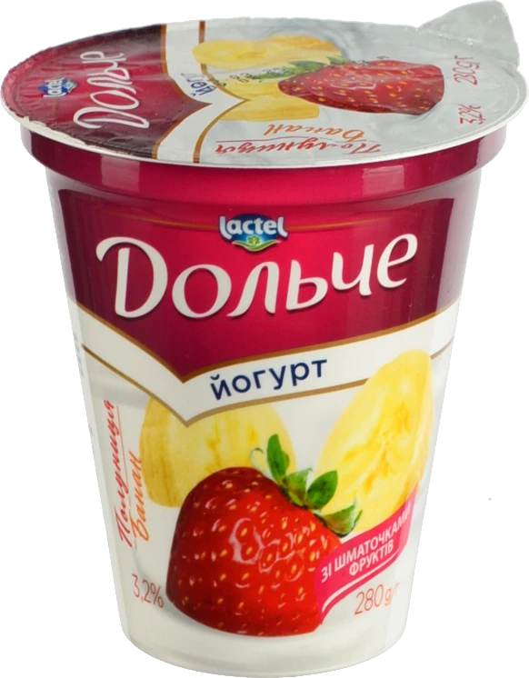 Йогурт Дольче 280г 3.2% полуниця банан