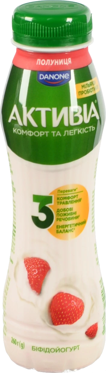 Біфідойогурт Активіа 260г 1.2 полуниця пет