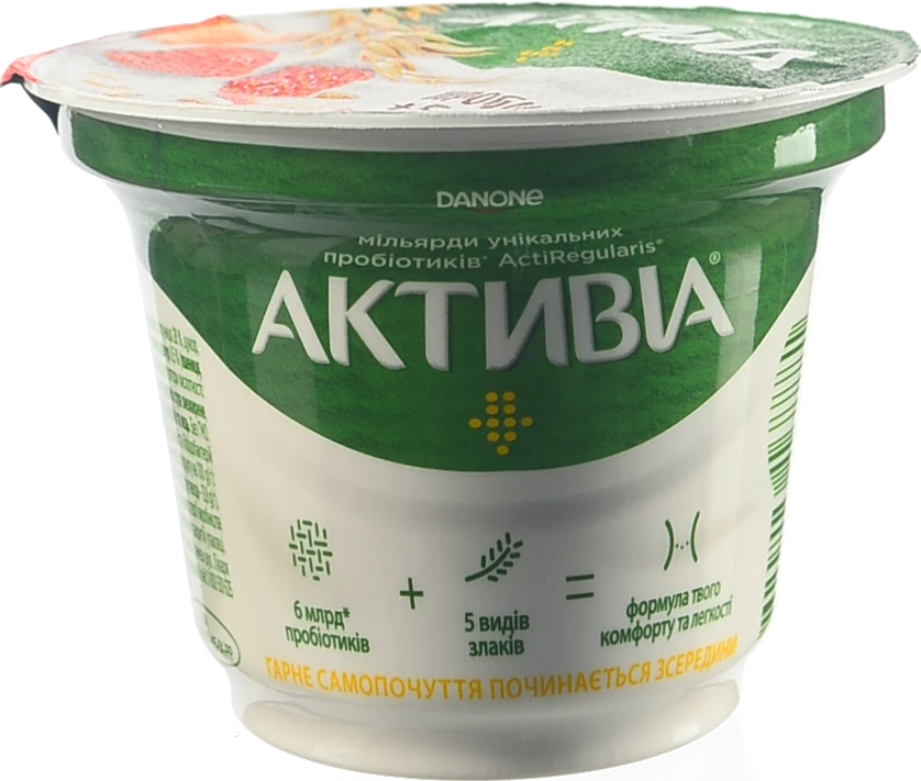 Біфідойогурт Активіа 180мл 2.2% полуниця злаки ст.