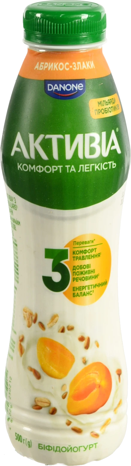 Біфідойогурт Активіа 500г 1.2 абрикос злаки пет