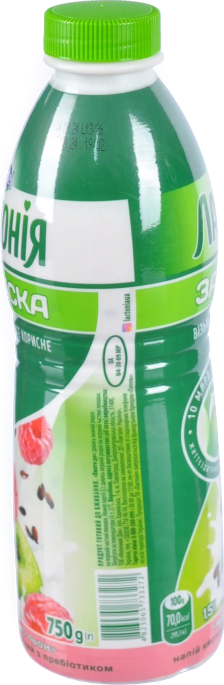 Закваска 1.5% з пребіотиком Малина-яблуко-льон Лактонія п/пл 750г