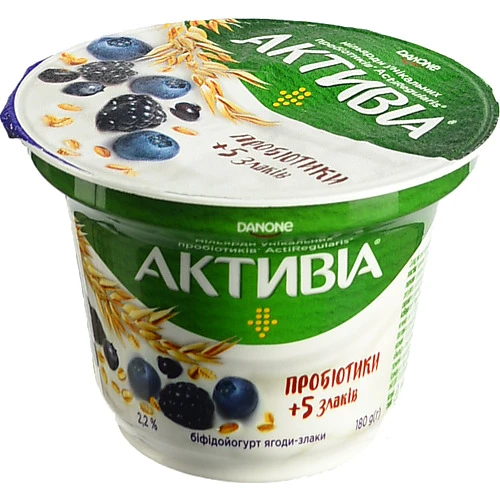 Активіа Біфідойогурт 2.2% Ягоди-Злаки 180г