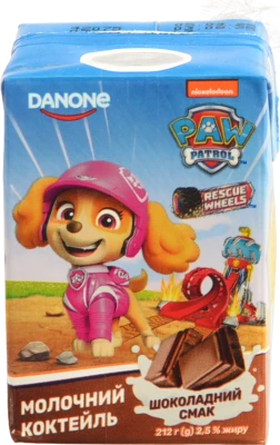 Коктейль молочний 2,5% Шоколадний Paw Patrol Danone 212г