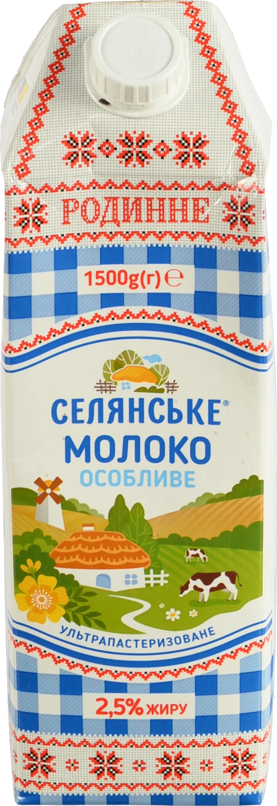 Молоко Селянське Родинне 2.5% ультрапастеризоване 1.5л