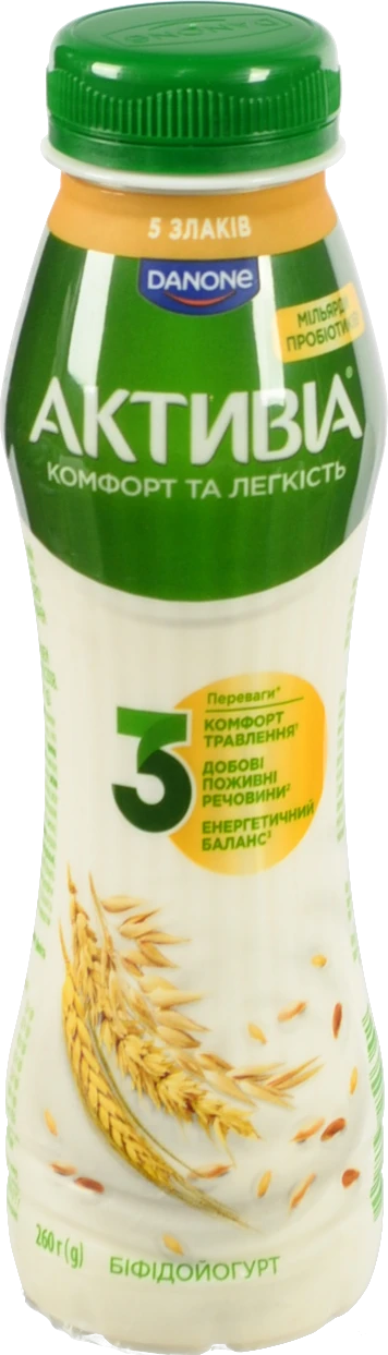 Біфідойогурт Активіа 260г 1.2 5 злаків пет