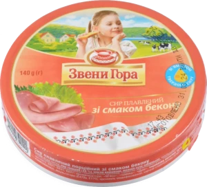 Сир плавлений 45% порційний зі смаком бекону Звени Гора к/у 8х17.5г