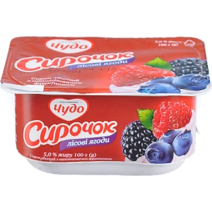 Сирок Чудо 5% збитий Лісові ягоди 100г