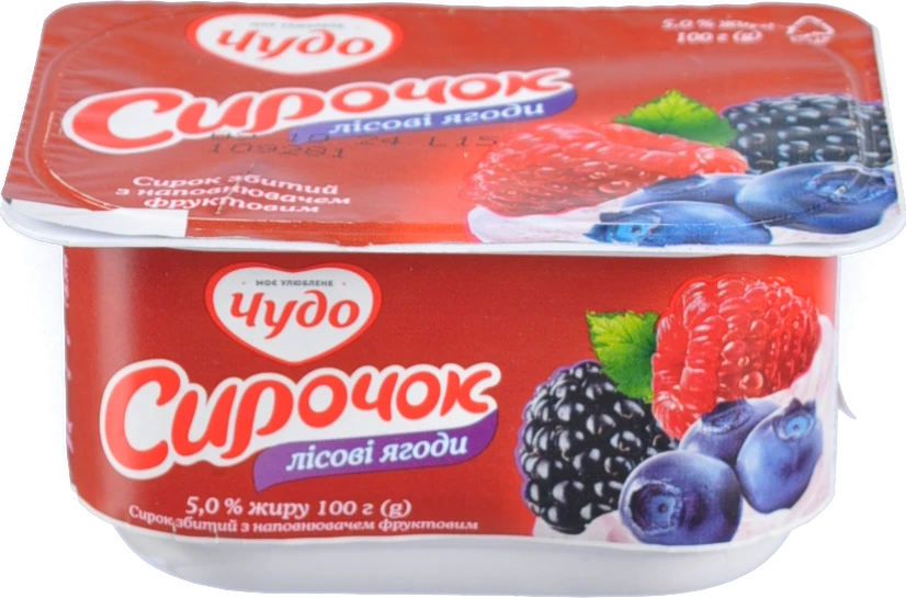 Сирок Чудо 5% збитий Лісові ягоди 100г